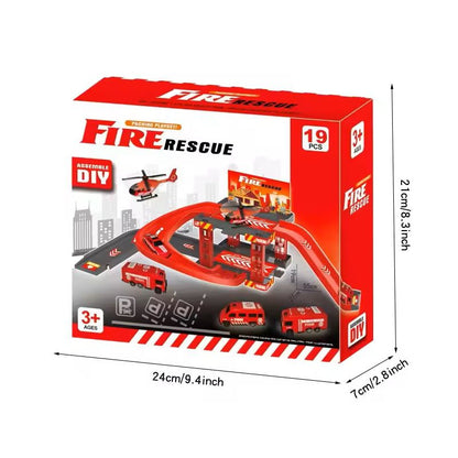 Childrens Multi-Storey Car Parking Tower Toy Multi-Level Parking Garage & Track Playset for Kids