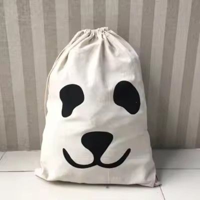Large Cotton and Linen Laundry Bag Clothes and Toys Storage Bag Printed Fabric Drawstring Duffle Organizer