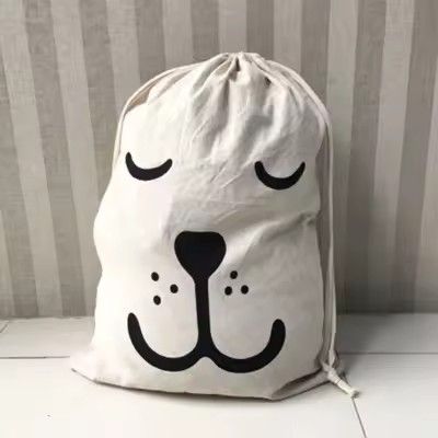 Large Cotton and Linen Laundry Bag Clothes and Toys Storage Bag Printed Fabric Drawstring Duffle Organizer