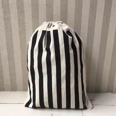 Large Cotton and Linen Laundry Bag Clothes and Toys Storage Bag Printed Fabric Drawstring Duffle Organizer