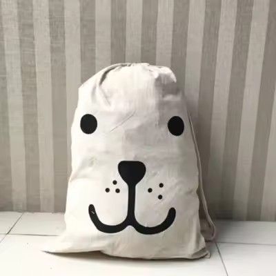 Large Cotton and Linen Laundry Bag Clothes and Toys Storage Bag Printed Fabric Drawstring Duffle Organizer