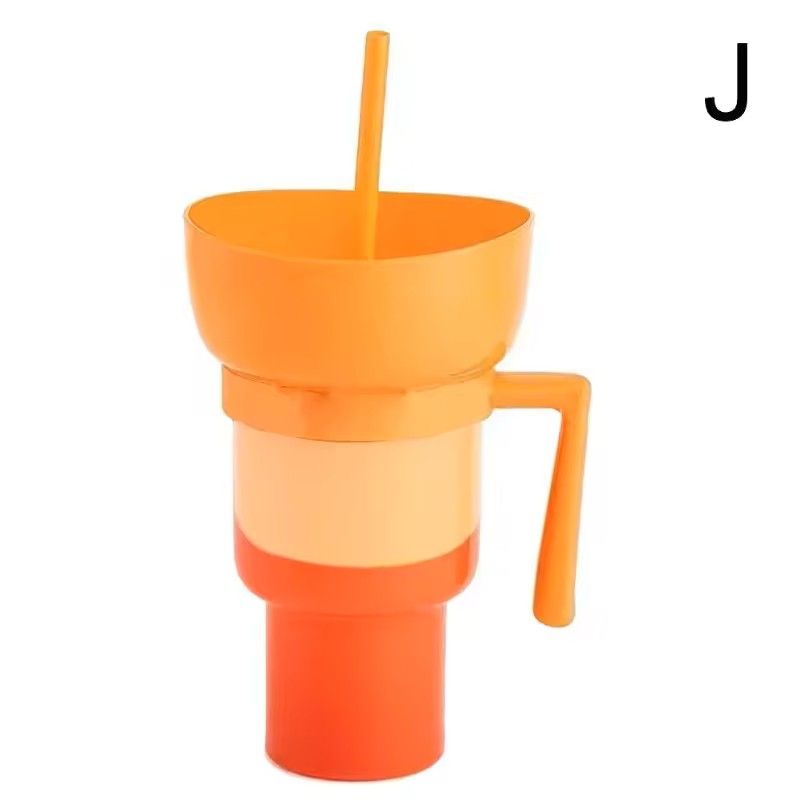 2 in 1 Snack and Drink Cup with Handle Portable Popcorn and Beverage Container for Kids and Adults