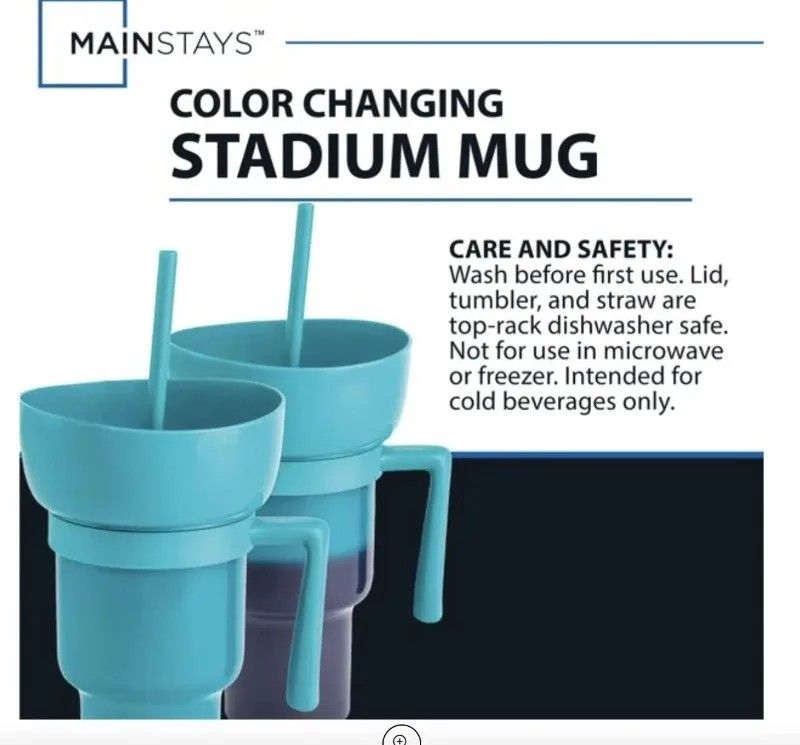 2 in 1 Snack and Drink Cup with Handle Portable Popcorn and Beverage Container for Kids and Adults