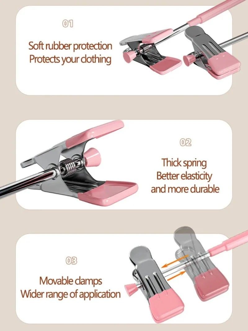 5 Pack Windproof Metal Clothes Hangers with Adjustable Clips Non Slip Pants Coat Drying Hangers for Closet and Laundry