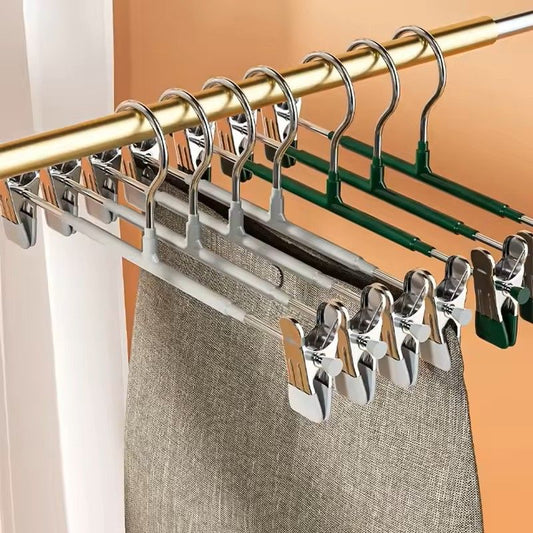 5 Pack Windproof Metal Clothes Hangers with Adjustable Clips Non Slip Pants Coat Drying Hangers for Closet and Laundry