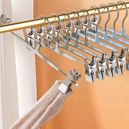 5 Pack Windproof Metal Clothes Hangers with Adjustable Clips Non Slip Pants Coat Drying Hangers for Closet and Laundry