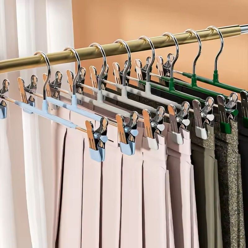 5 Pack Windproof Metal Clothes Hangers with Adjustable Clips Non Slip Pants Coat Drying Hangers for Closet and Laundry