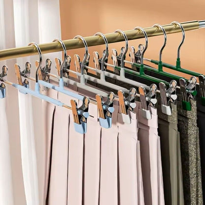 5 Pack Windproof Metal Clothes Hangers with Adjustable Clips Non Slip Pants Coat Drying Hangers for Closet and Laundry