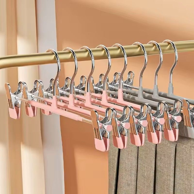 5 Pack Windproof Metal Clothes Hangers with Adjustable Clips Non Slip Pants Coat Drying Hangers for Closet and Laundry