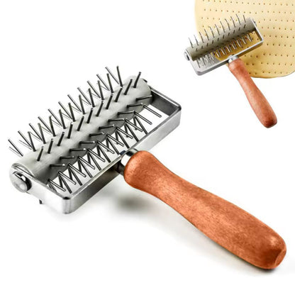 Ultimate Stainless Steel Pizza & Pastry Dough Roller with Wooden Handle