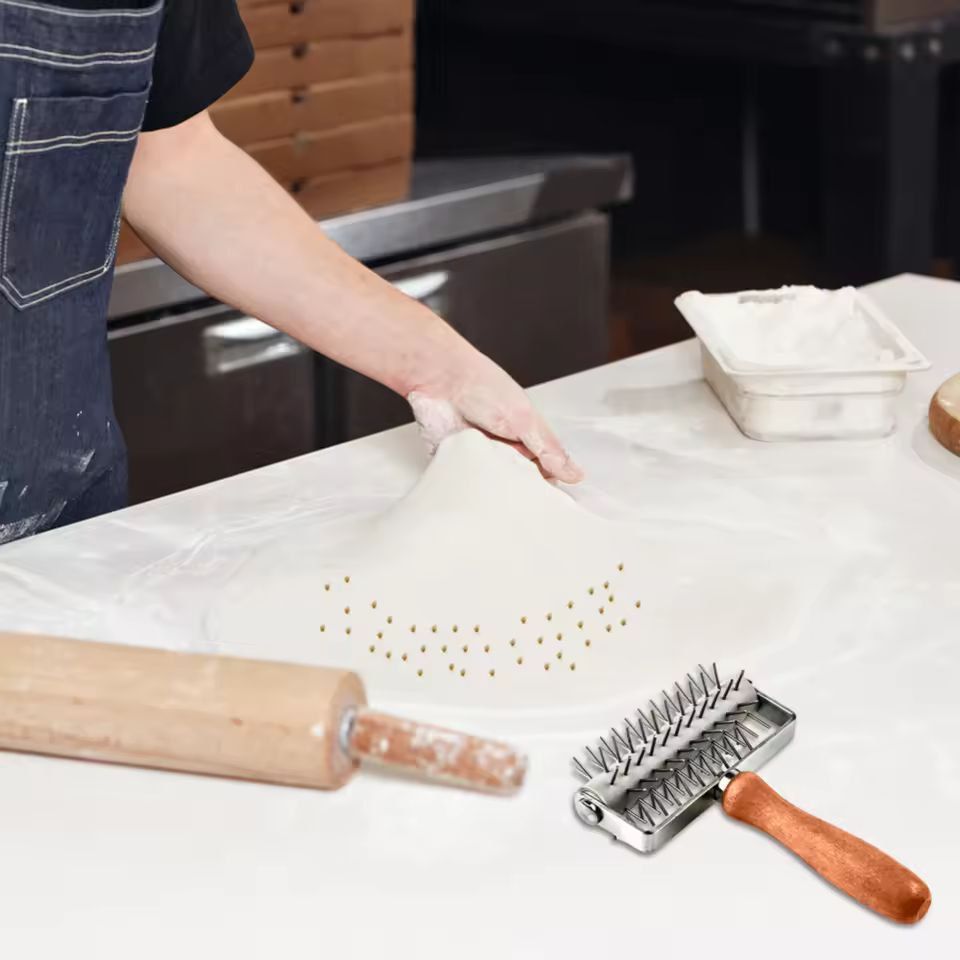 Ultimate Stainless Steel Pizza & Pastry Dough Roller with Wooden Handle