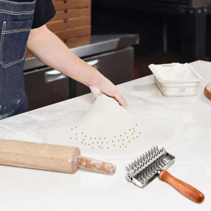 Ultimate Stainless Steel Pizza & Pastry Dough Roller with Wooden Handle
