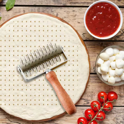 Ultimate Stainless Steel Pizza & Pastry Dough Roller with Wooden Handle