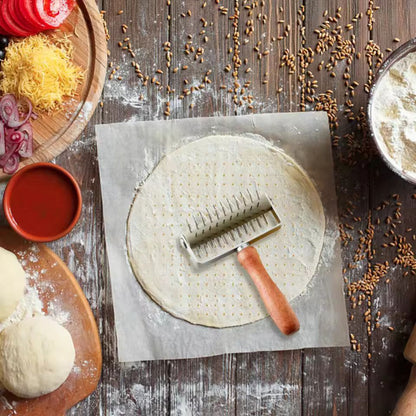 Ultimate Stainless Steel Pizza & Pastry Dough Roller with Wooden Handle