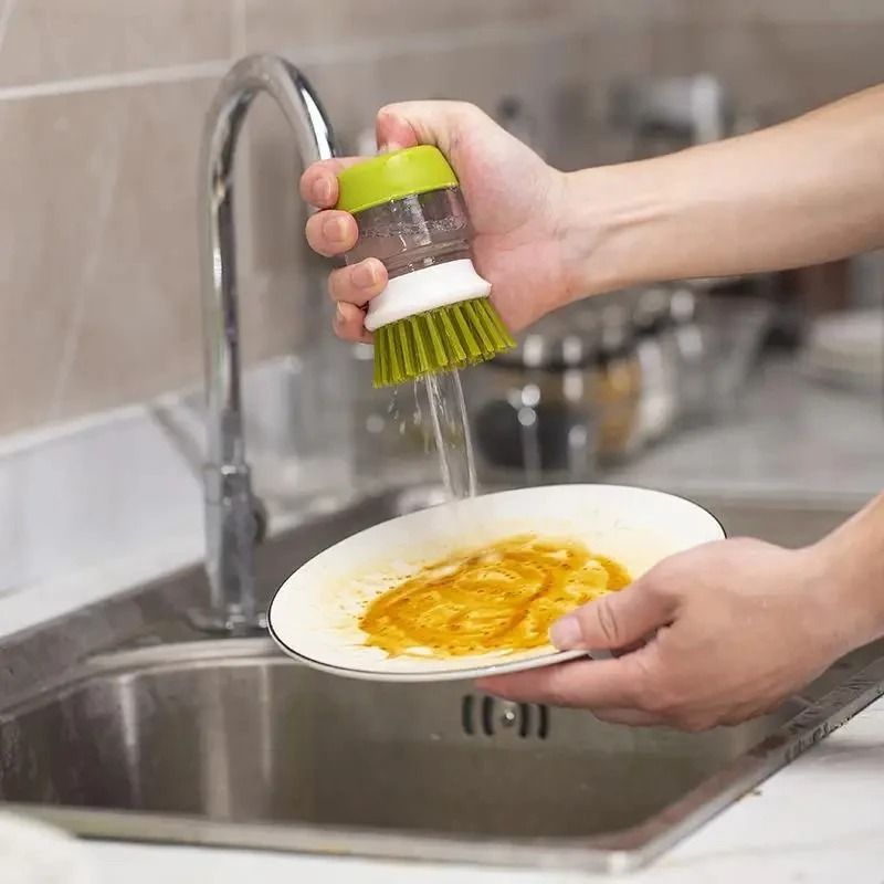 Dish Brush With Soap Dispenser Multi Use Kitchen Scrub Brush