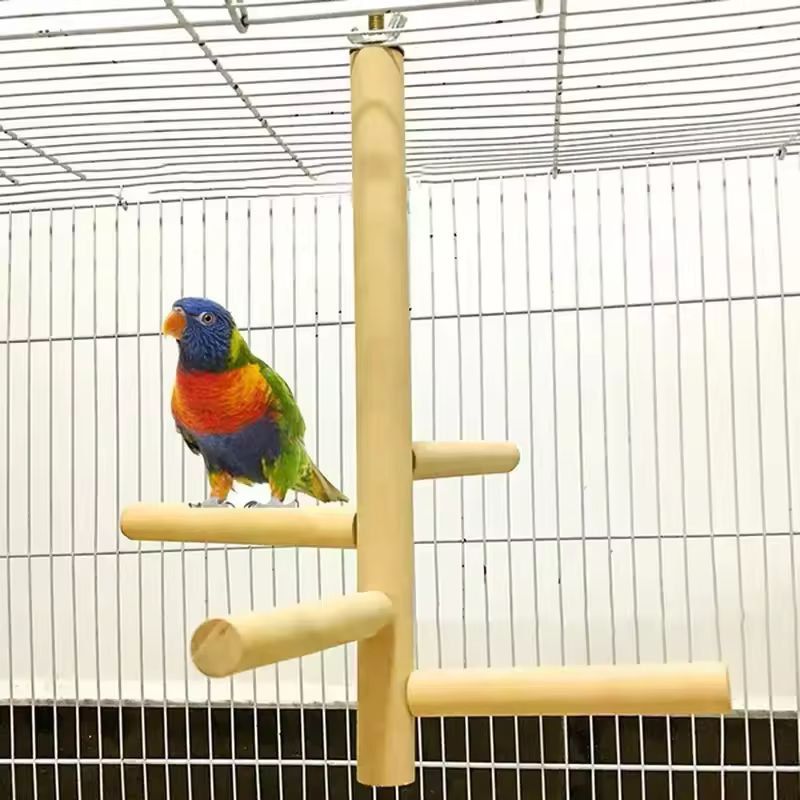 Natural Wood 4-Layer Bird Ladder & Swing - Cage Toy for Parakeets, Budgies & Small Parrots