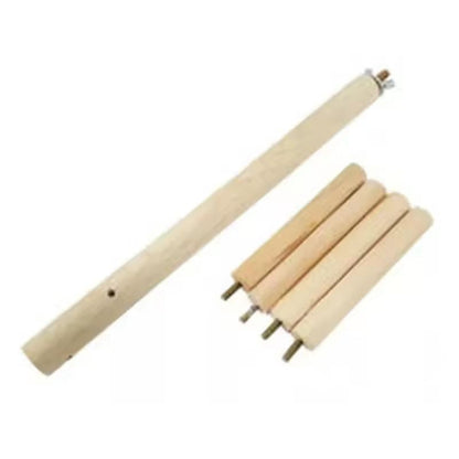 Natural Wood 4-Layer Bird Ladder & Swing - Cage Toy for Parakeets, Budgies & Small Parrots