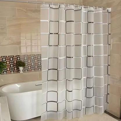 Modern Geometric Waterproof Shower Curtain – Farmhouse Style Bath Curtain