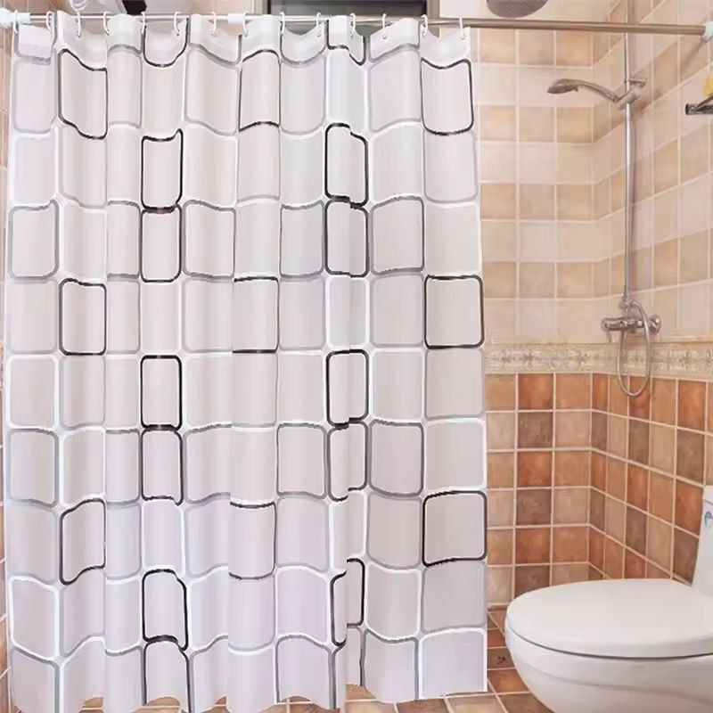 Modern Geometric Waterproof Shower Curtain – Farmhouse Style Bath Curtain