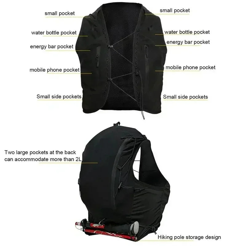 Outdoor Running Vest Hydration Vest for Trail Running, Elastic Sealing Outdoor Sports Bag for Jogging Cycling Hiking