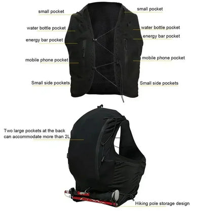 Outdoor Running Vest Hydration Vest for Trail Running, Elastic Sealing Outdoor Sports Bag for Jogging Cycling Hiking