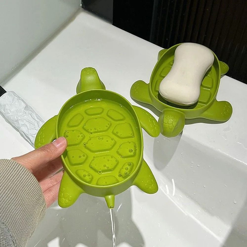 Turtle Shaped Soap Dish Ventilated Bathroom Organizer with Drain Holes