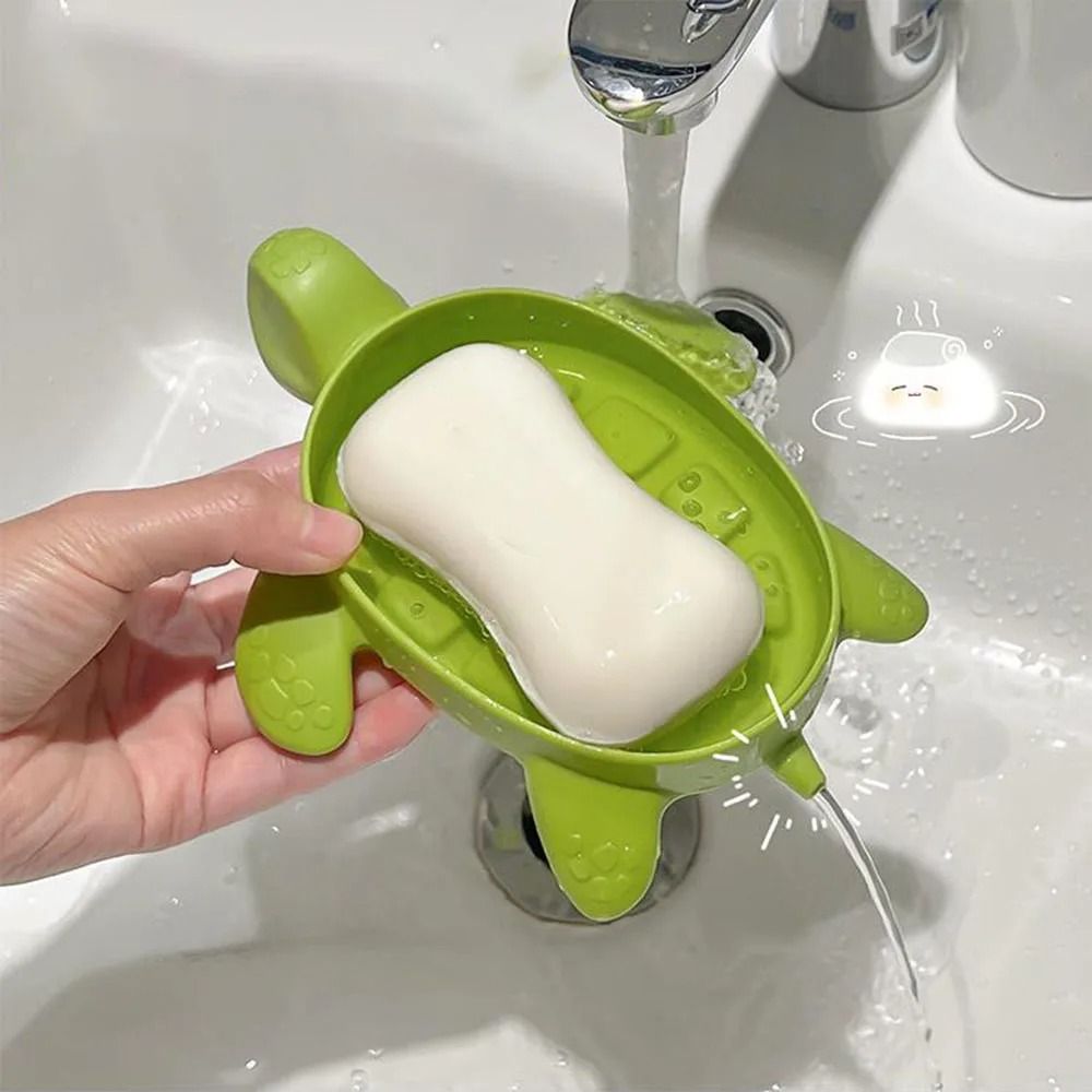 Turtle Shaped Soap Dish Ventilated Bathroom Organizer with Drain Holes