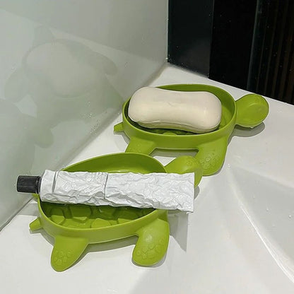 Turtle Shaped Soap Dish Ventilated Bathroom Organizer with Drain Holes