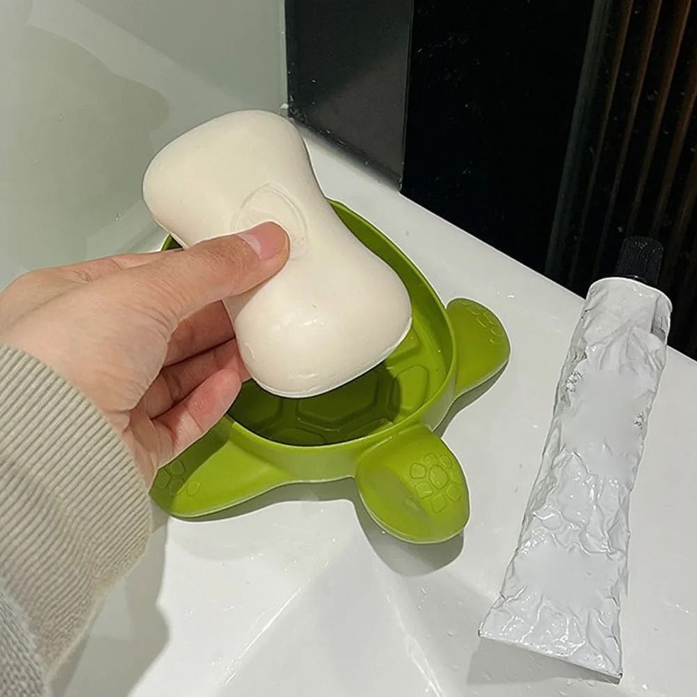 Turtle Shaped Soap Dish Ventilated Bathroom Organizer with Drain Holes