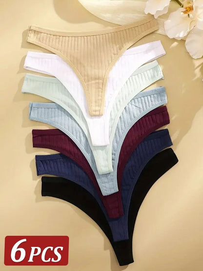 Soft Cotton Low Rise Thong Set for Women