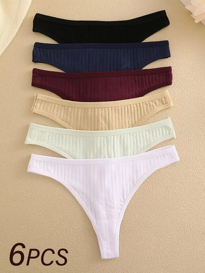 Soft Cotton Low Rise Thong Set for Women