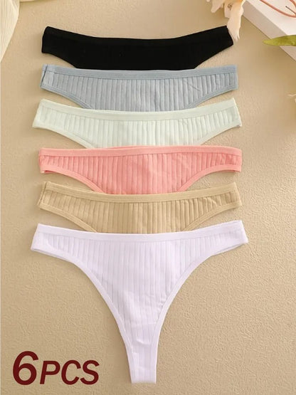 Soft Cotton Low Rise Thong Set for Women