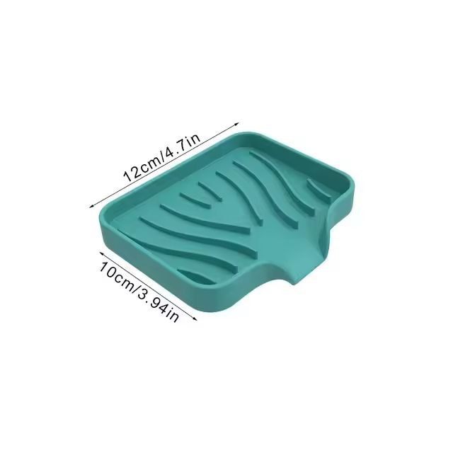 Silicone Self-Draining Soap Tray – Compact Soap & Sponge Holder for Bathroom & Kitchen