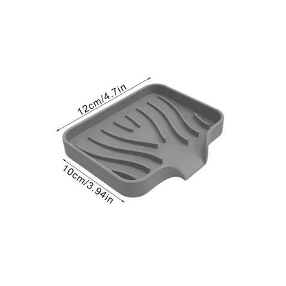 Silicone Self-Draining Soap Tray – Compact Soap & Sponge Holder for Bathroom & Kitchen