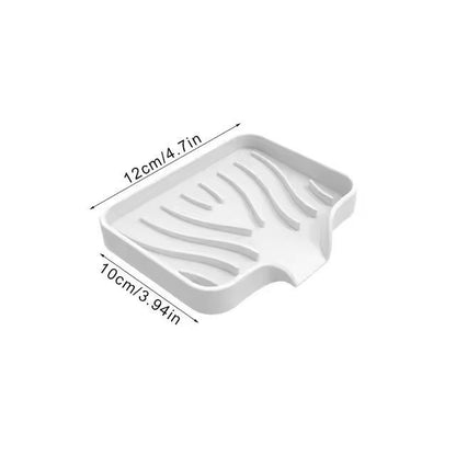 Silicone Self-Draining Soap Tray – Compact Soap & Sponge Holder for Bathroom & Kitchen