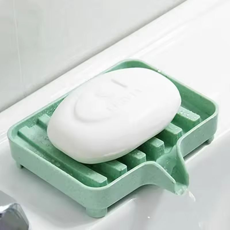 Silicone Self-Draining Soap Tray – Compact Soap & Sponge Holder for Bathroom & Kitchen
