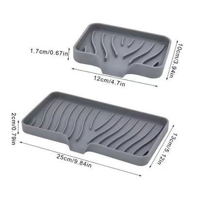 Silicone Self-Draining Soap Tray – Compact Soap & Sponge Holder for Bathroom & Kitchen