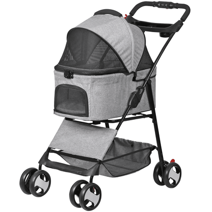 3-in-1 Foldable Pet Stroller, Detachable Carrier Car Seat, Cat Dog Strollers for Travel, Lightweight Durable Design