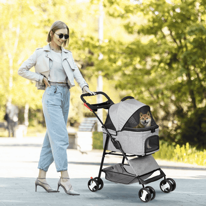3-in-1 Foldable Pet Stroller, Detachable Carrier Car Seat, Cat Dog Strollers for Travel, Lightweight Durable Design