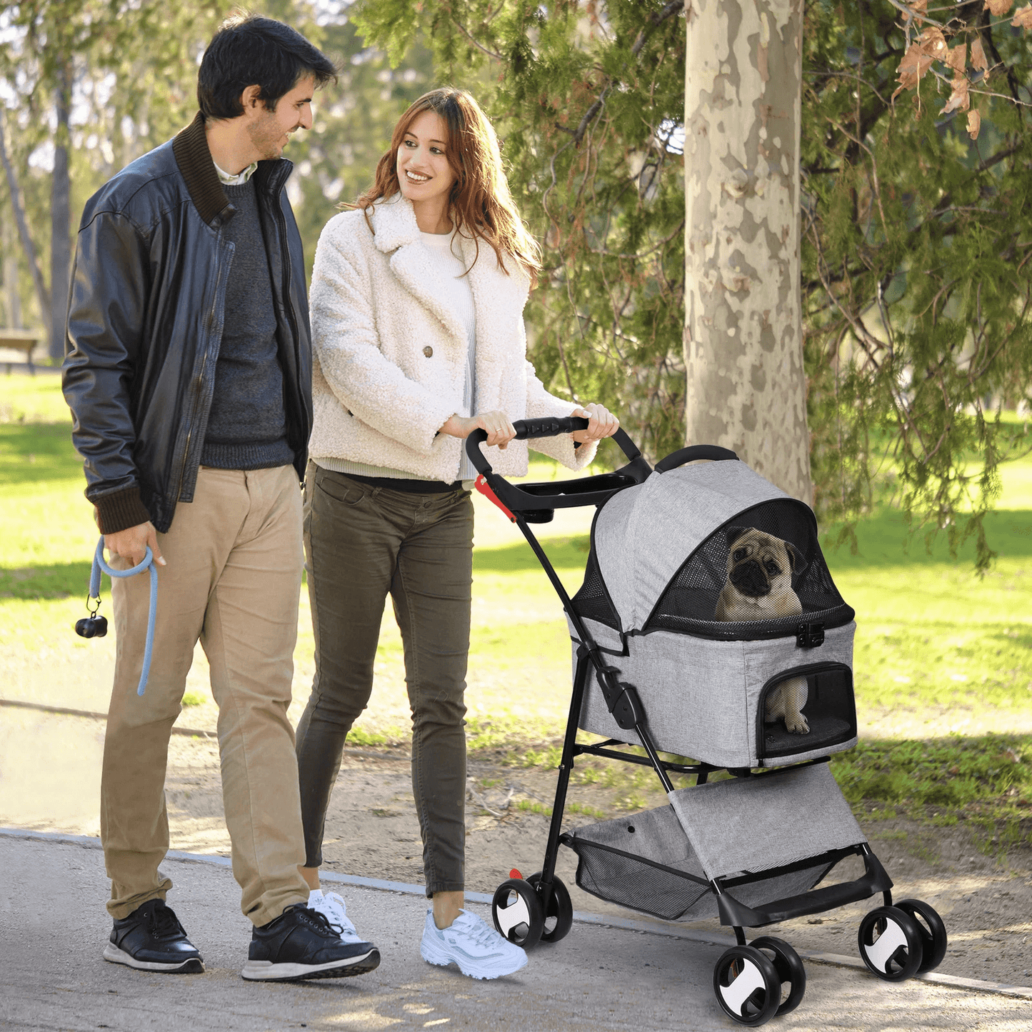3-in-1 Foldable Pet Stroller, Detachable Carrier Car Seat, Cat Dog Strollers for Travel, Lightweight Durable Design
