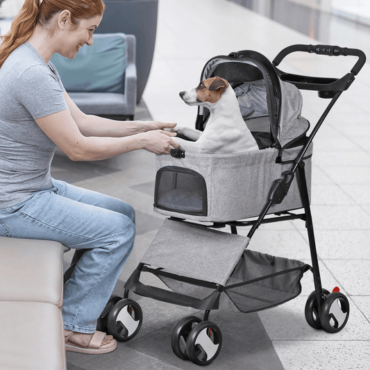 3-in-1 Foldable Pet Stroller, Detachable Carrier Car Seat, Cat Dog Strollers for Travel, Lightweight Durable Design
