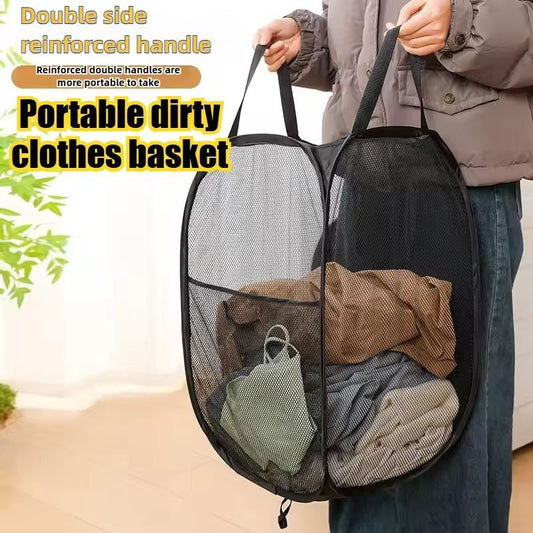 Large-Capacity Foldable Mesh Laundry Basket & Dirty Clothes Organizer