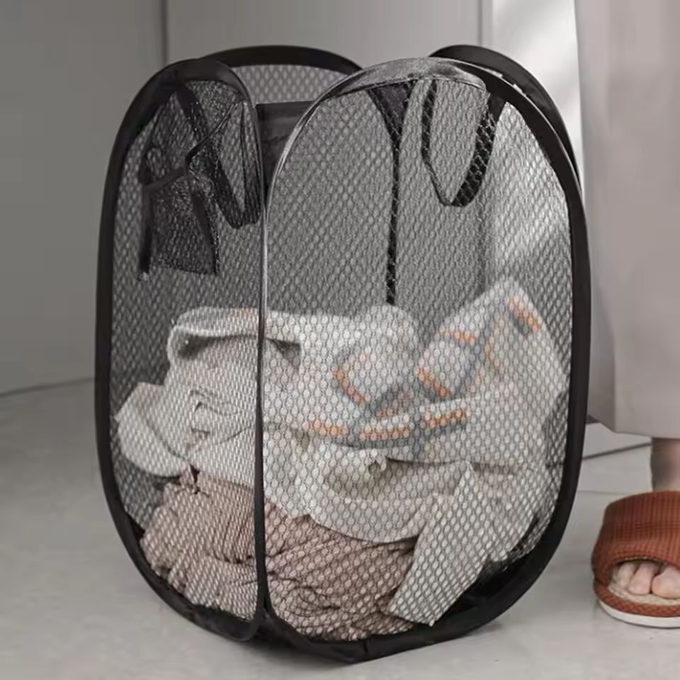 Large-Capacity Foldable Mesh Laundry Basket & Dirty Clothes Organizer