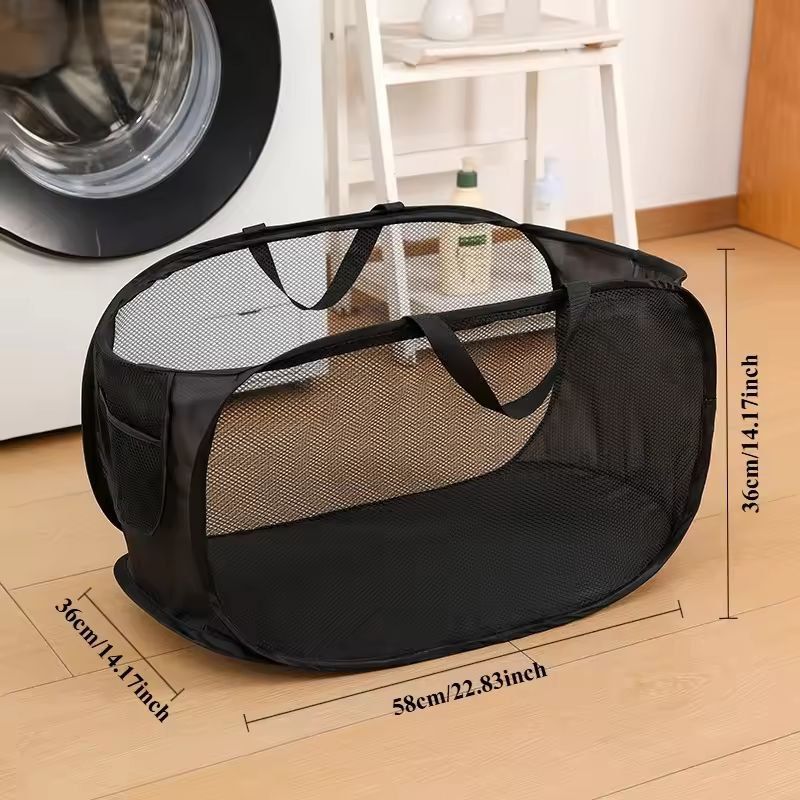 Large-Capacity Foldable Mesh Laundry Basket & Dirty Clothes Organizer