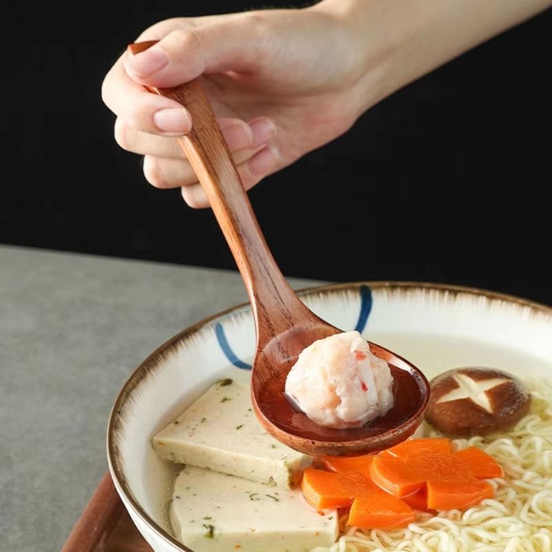 Long-Handle Wooden Soup Spoon Ladle for Cooking & Serving