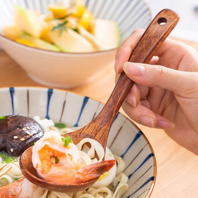 Long-Handle Wooden Soup Spoon Ladle for Cooking & Serving