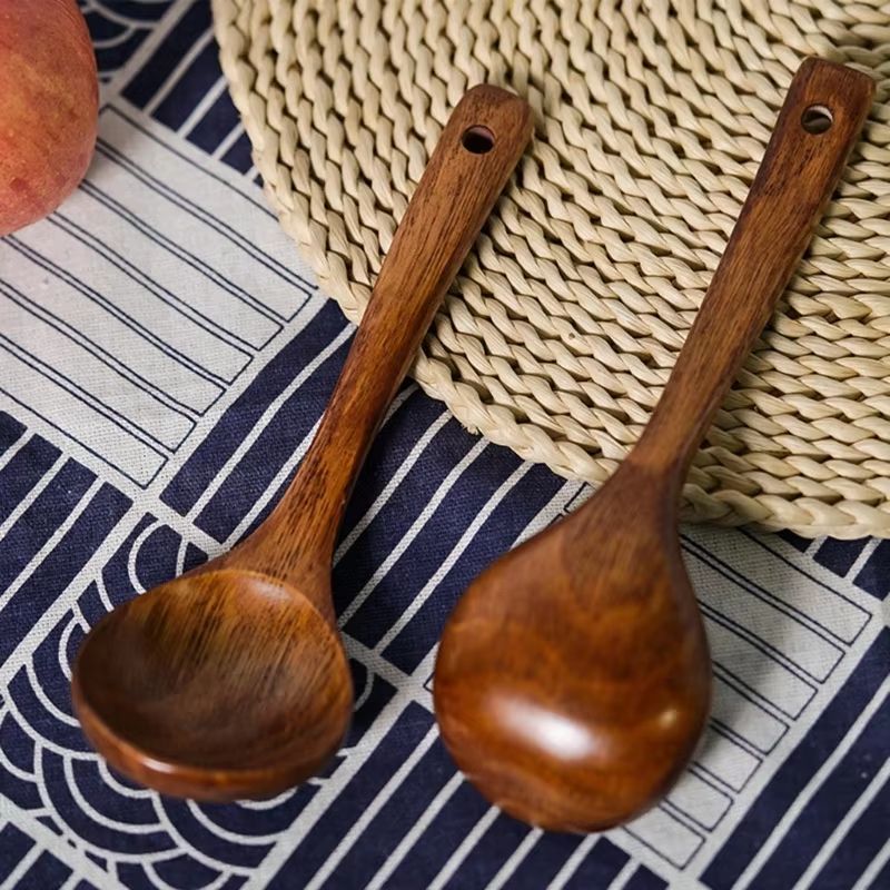Long-Handle Wooden Soup Spoon Ladle for Cooking & Serving