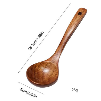 Long-Handle Wooden Soup Spoon Ladle for Cooking & Serving