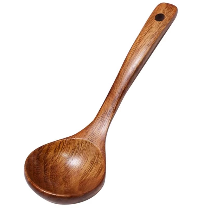 Long-Handle Wooden Soup Spoon Ladle for Cooking & Serving