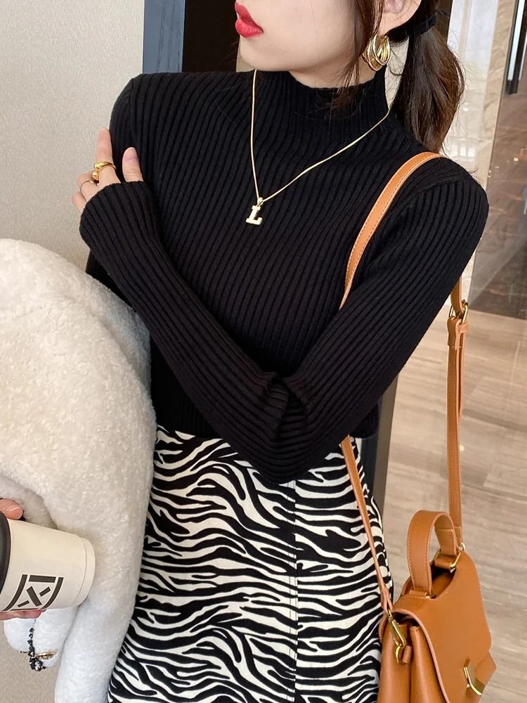 Womens Elegant Basic Turtleneck Knit Sweater